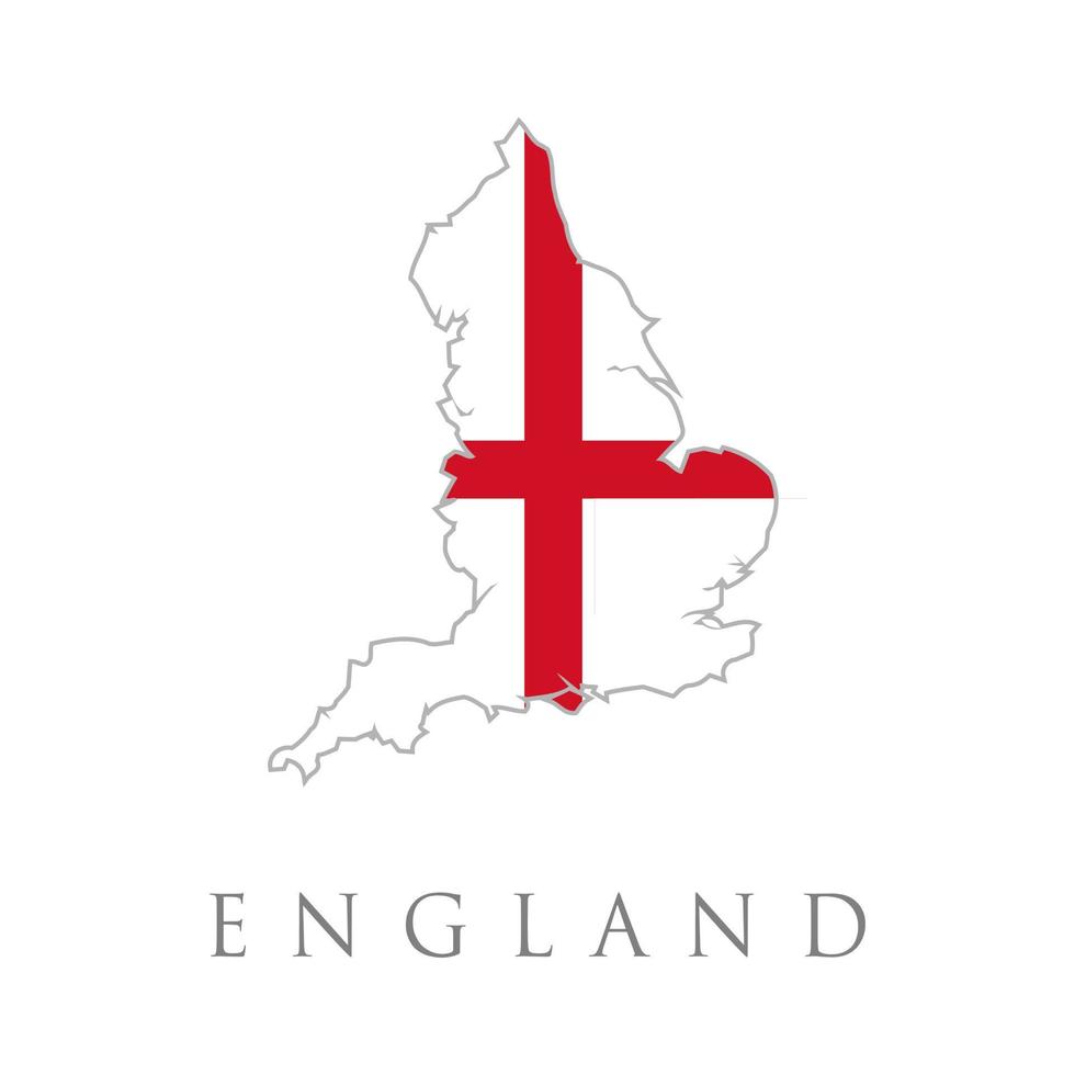 karta över England, Storbritannien med st. georges korsflagga. den brittiska flaggan är isolerad i officiella färger. karta över england och engelska flaggan illustration vektor