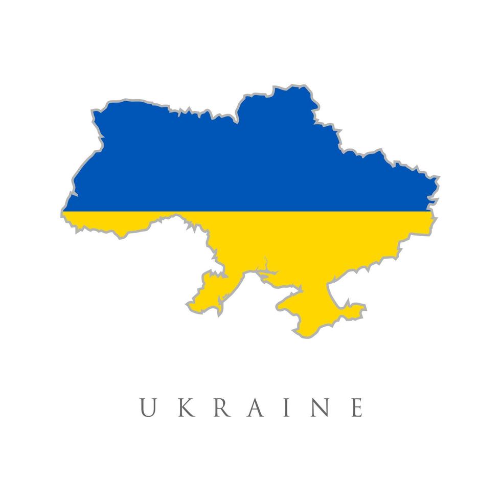 einfache Karte der Ukraine mit Flagge isoliert auf weißem Hintergrund. Vektor-Illustration. ukraine-flagge in form einer karte. Ukraine. nationalflaggen- und kartenkonzept. Vektor-Illustration. vektor