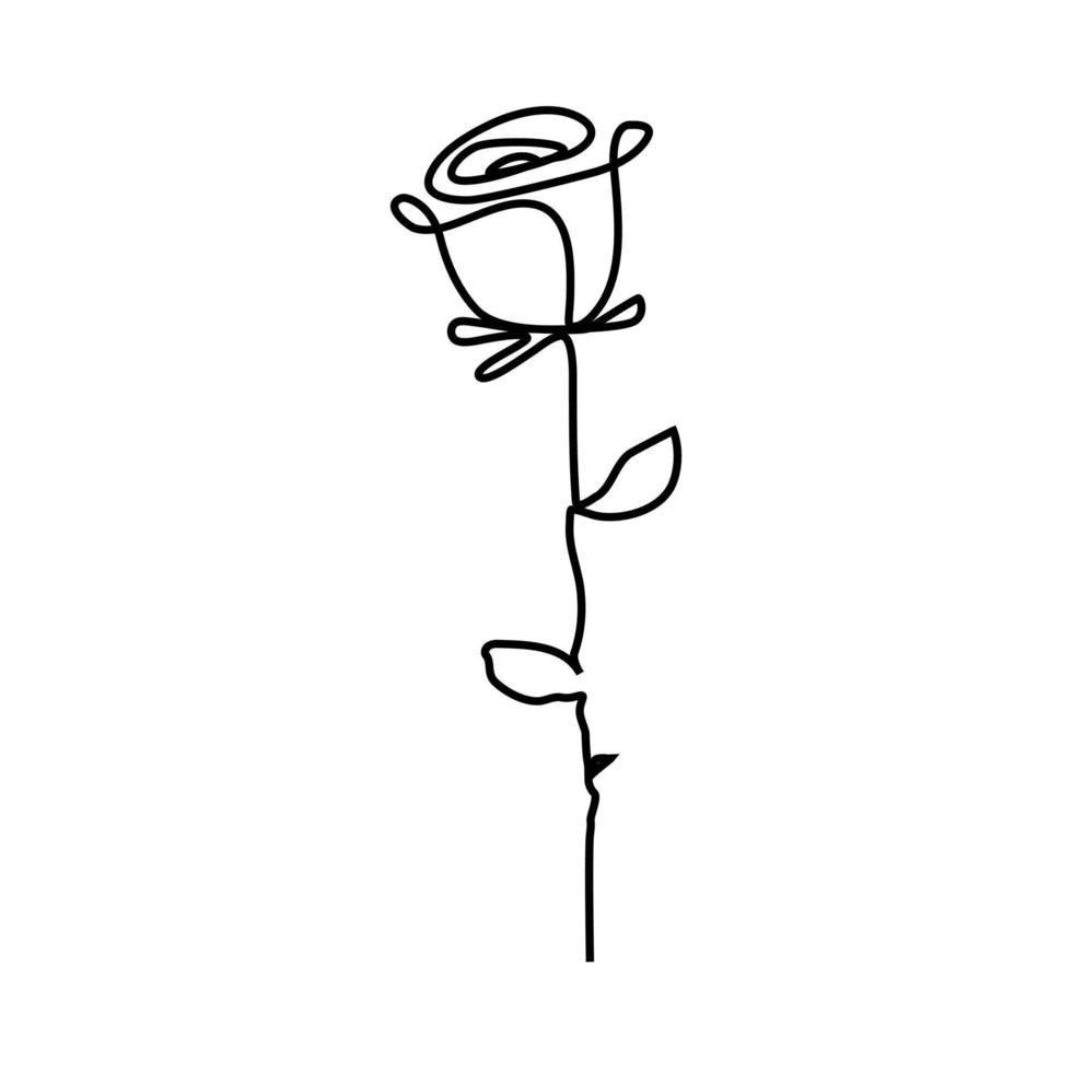 Rosenblüten-Symbol. fortlaufende einzeilige Zeichnung. vektor