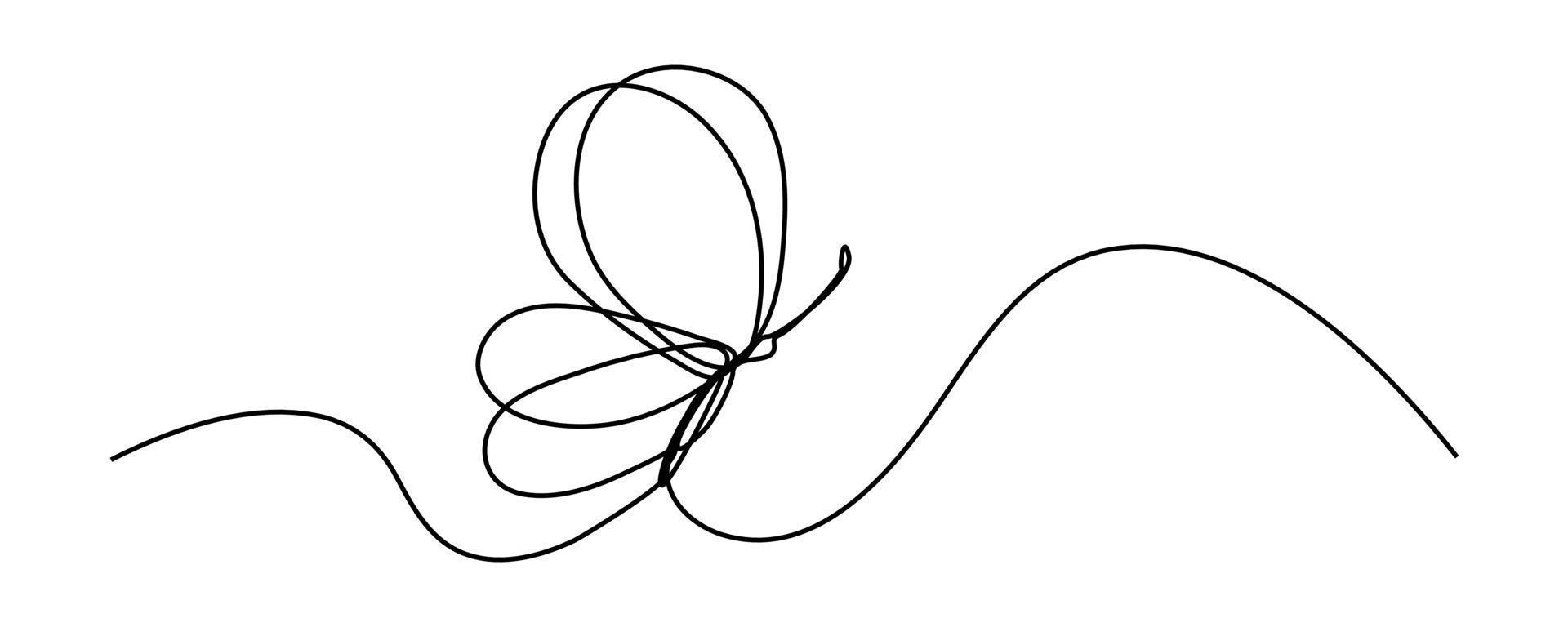 eine Linie Schmetterling Design Silhouette Vektor Illustration handgezeichnet einfachen Stil
