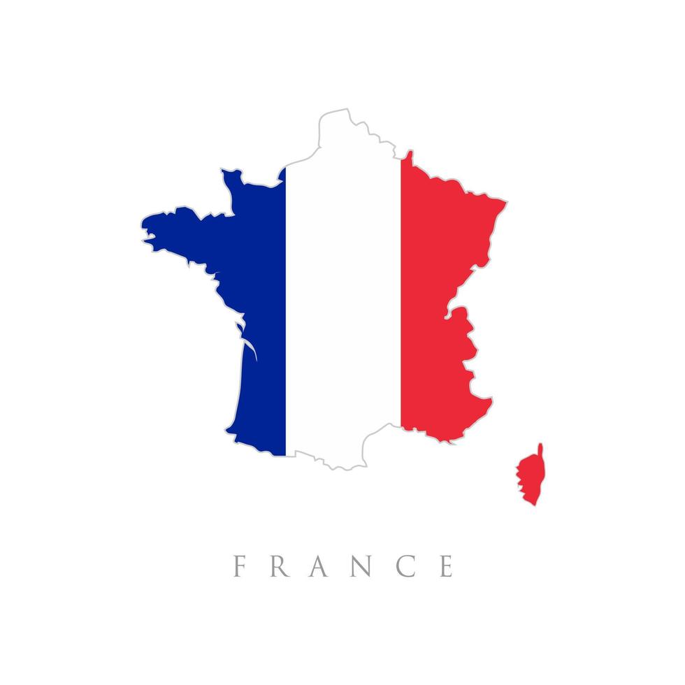 Frankreich-Flaggenkarte auf weißem Hintergrund. nationale französische flagge. weißer Hintergrund. Nationalflagge Französische Republik vektor