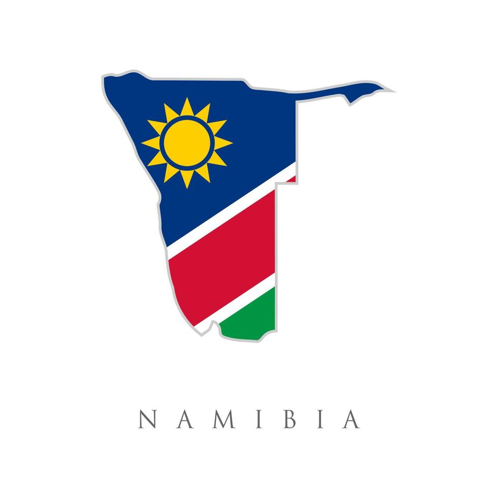 Namibia-Vektorkarte mit der Flagge im Inneren. Namibia-Flaggenkarte. die Flagge des Landes in Form von Grenzen. Stock-Vektor-Illustration isoliert auf weißem Hintergrund. vektor