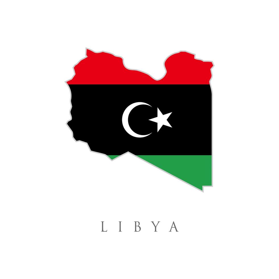 Libyen-Flaggenkarte. die Flagge des Landes in Form von Grenzen. Stock-Vektor-Illustration isoliert auf weißem Hintergrund. Territorium Libyens vektor