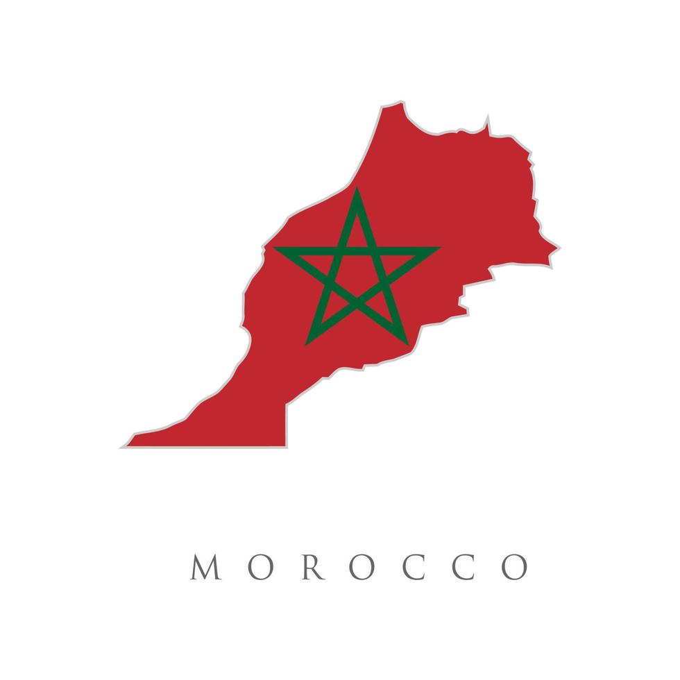 detaljerad illustration av en karta över Marocko med flagga. flagga för kungariket Marocko överlagd på konturkarta isolerad på vit bakgrund. vektor