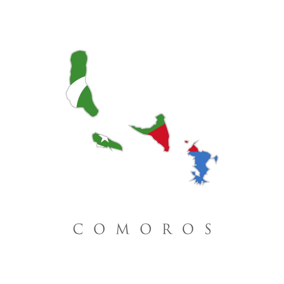 forma karta och flagga för Komorerna. eps.file. karta över komorerna. karta över komorerna. Komorerna karta illustration vektor