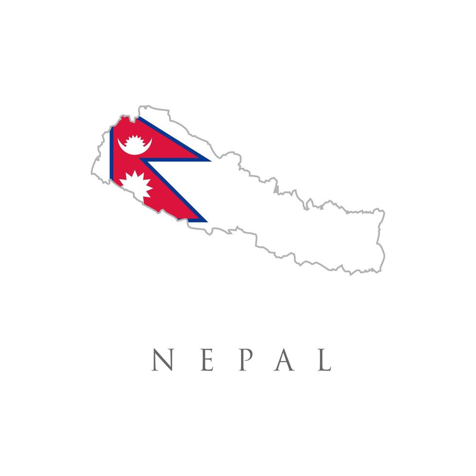 nepal detaillierte karte mit flagge des landes. Nepal-Flagge und Umriss des Landes auf weißem Hintergrund. Landkarte und nepalesische Flagge vektor