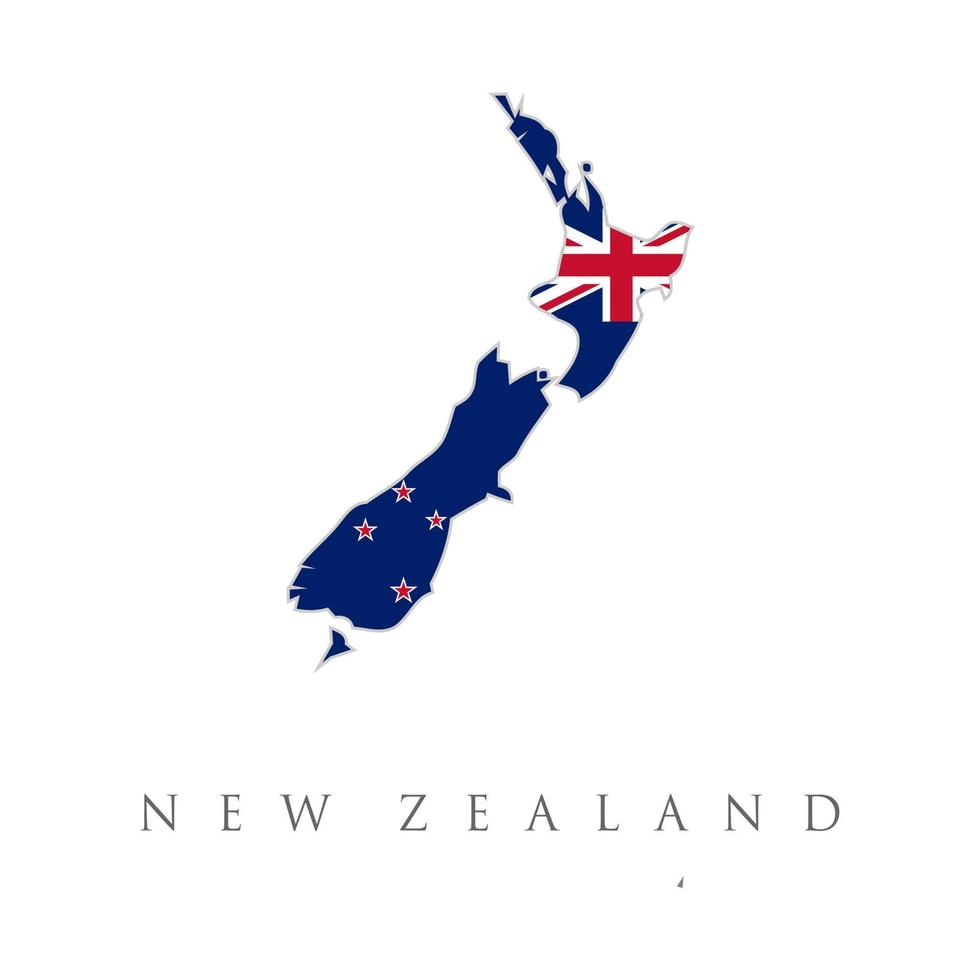 Neuseeland detaillierte Karte mit Landesflagge. Neuseeland-Design auf weißem Hintergrund, Vektorillustration. reise- und tourismuskonzept der landesflagge vektor