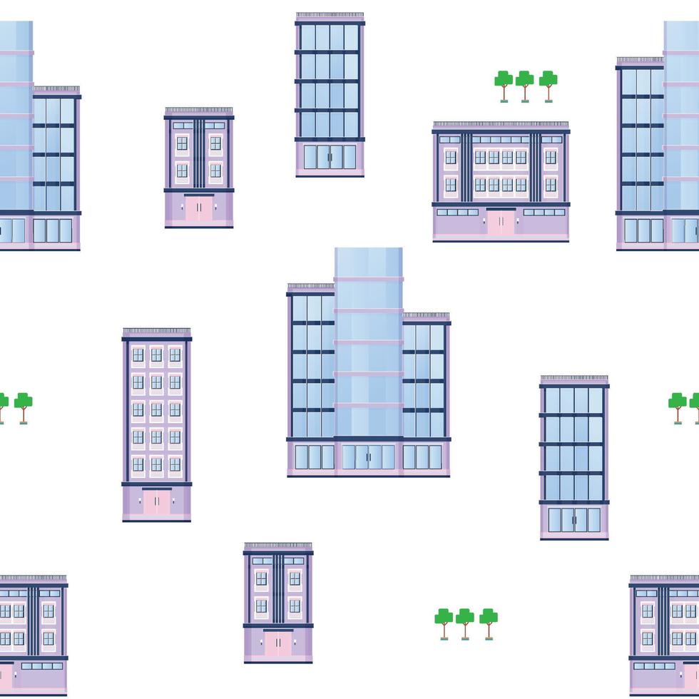 bygga platt design retro och moderna stadshus skyskrapor colorfulbuilding sömlös bakgrund vektor