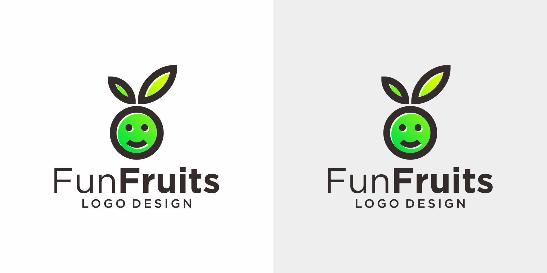 rolig frukt maskot logotyp design. vektor