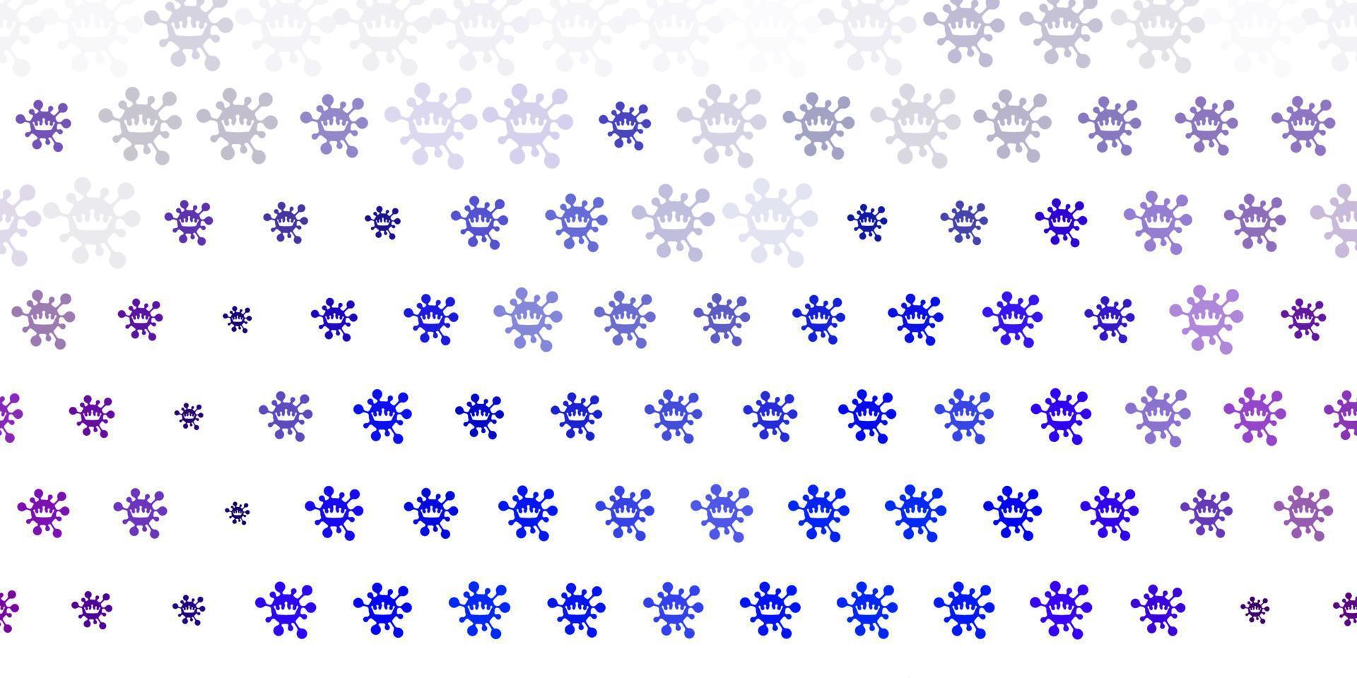 ljusrosa, blå vektorbakgrund med covid-19 symboler. vektor