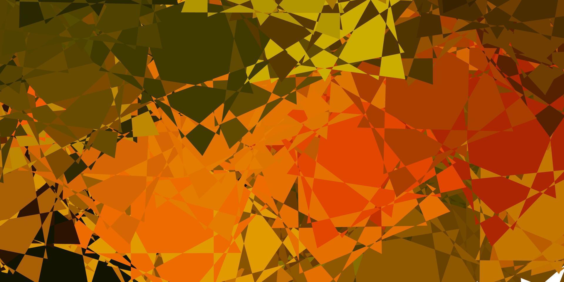 dunkelgrüne, gelbe Vektortextur mit zufälligen Dreiecken. vektor