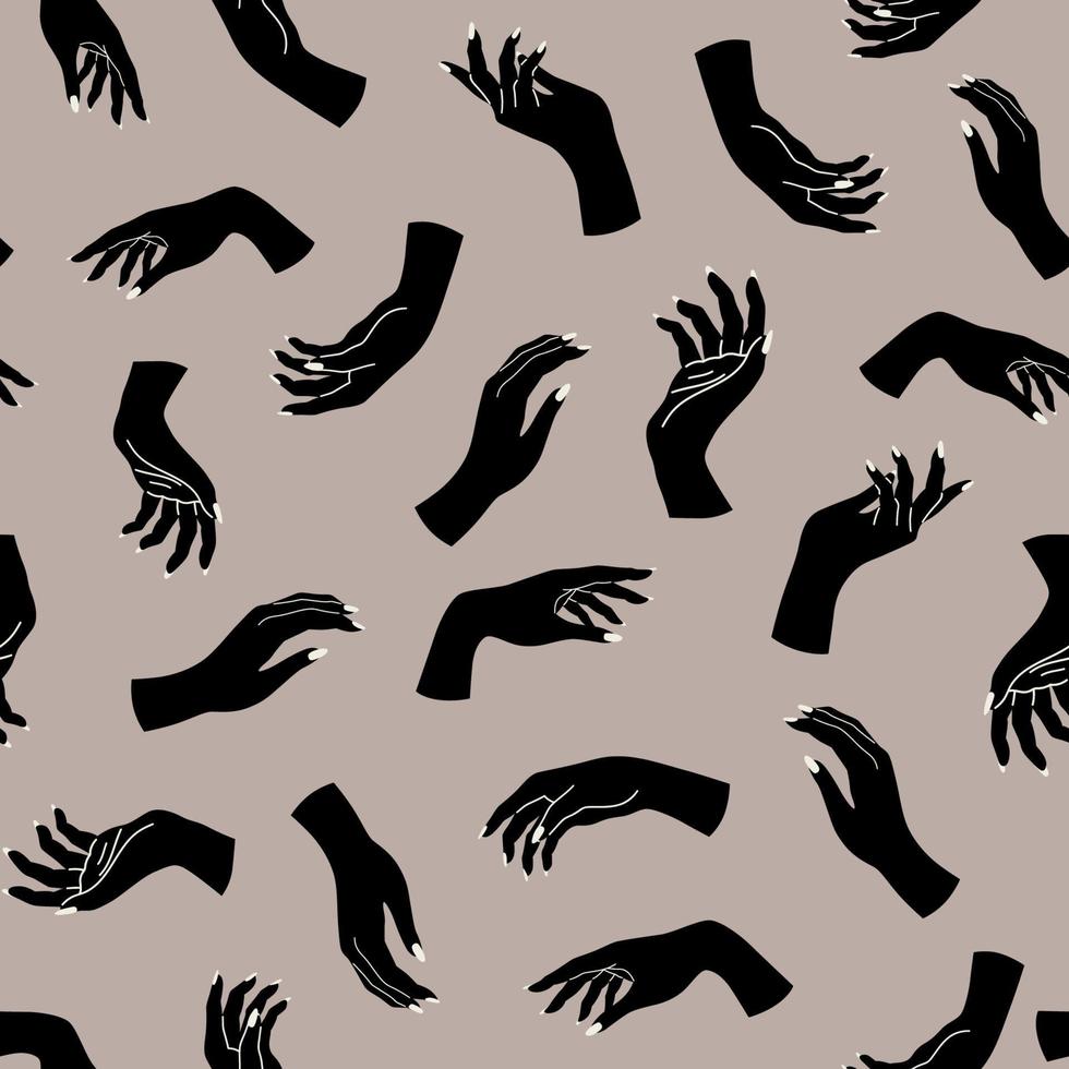 vektor sömlösa moderna mönster med magiska händer och handled. bohemisk estetisk bakgrund för tryck, tyg, textil, tapeter