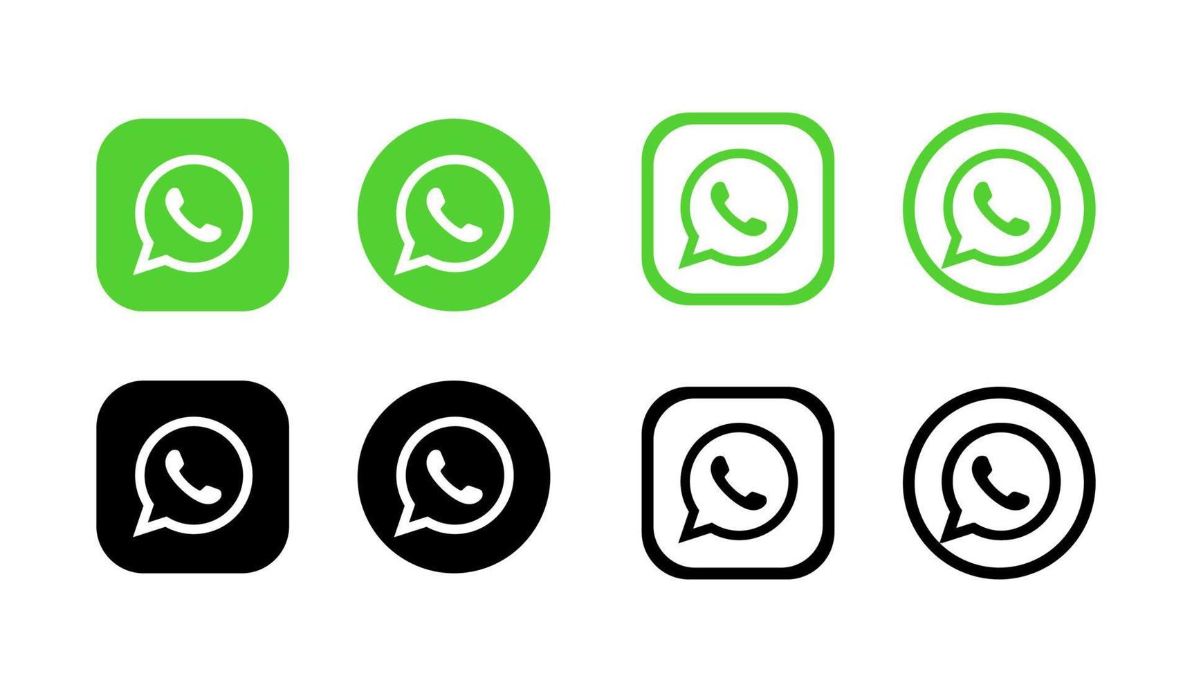 whatsapp logotyp ikonuppsättning. whatsapp-ikon gratis redaktionell vektor