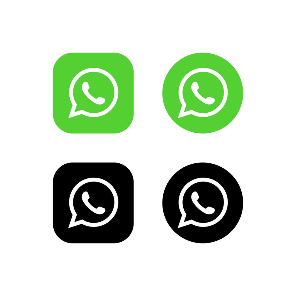 whatsapp logotyp ikonuppsättning. whatsapp-ikon gratis redaktionell vektor