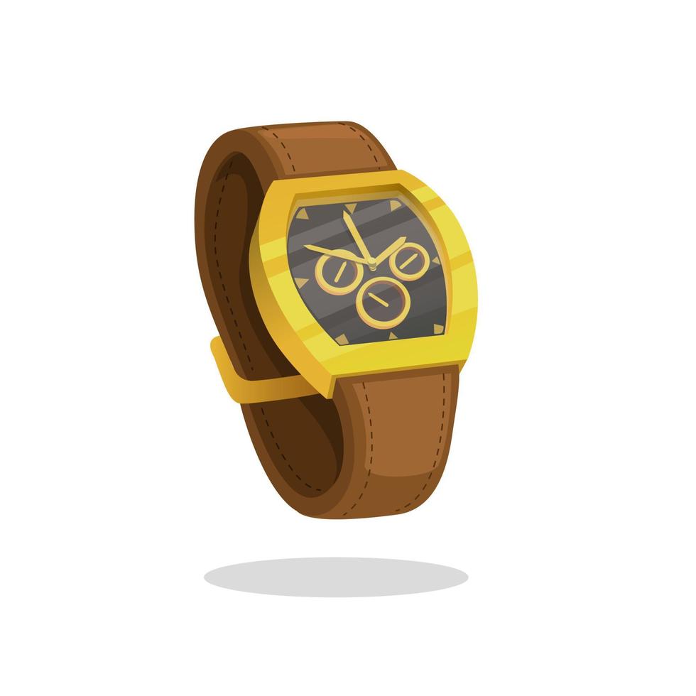 luxuriöse goldene Uhr. zubehör für geschenk oder sammlung symbol cartoon illustration vektor