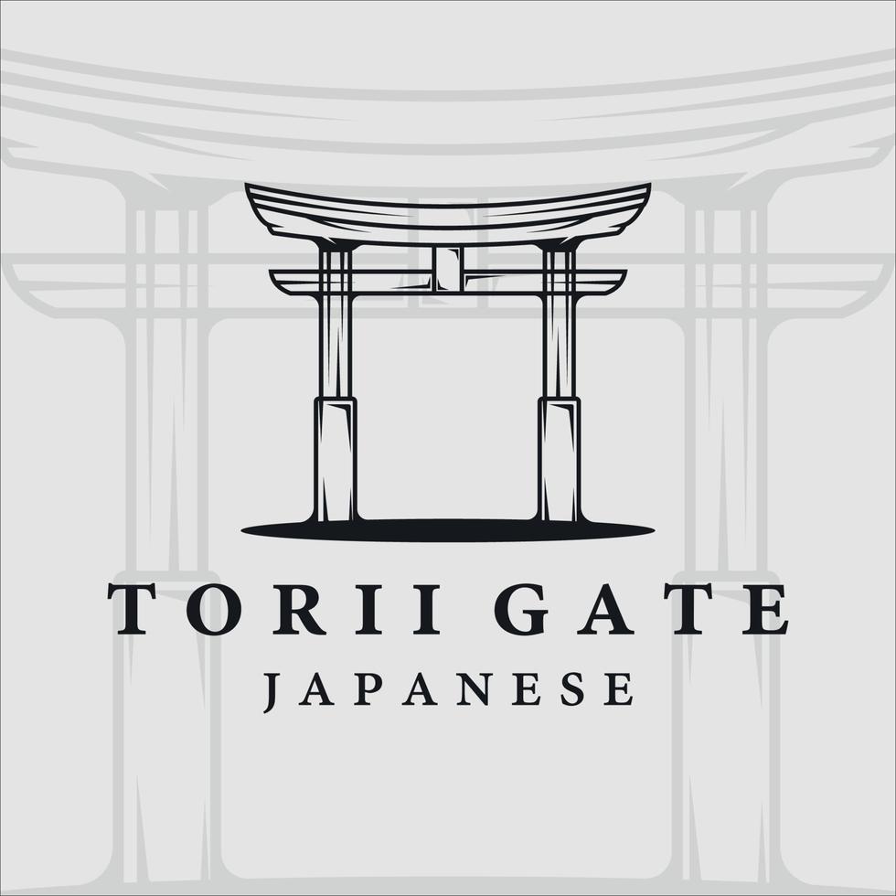 torii gate linjekonst vintage minimalistisk vektor logotyp illustration malldesign. japansk kultur ikon emblem etikett koncept logotyp design