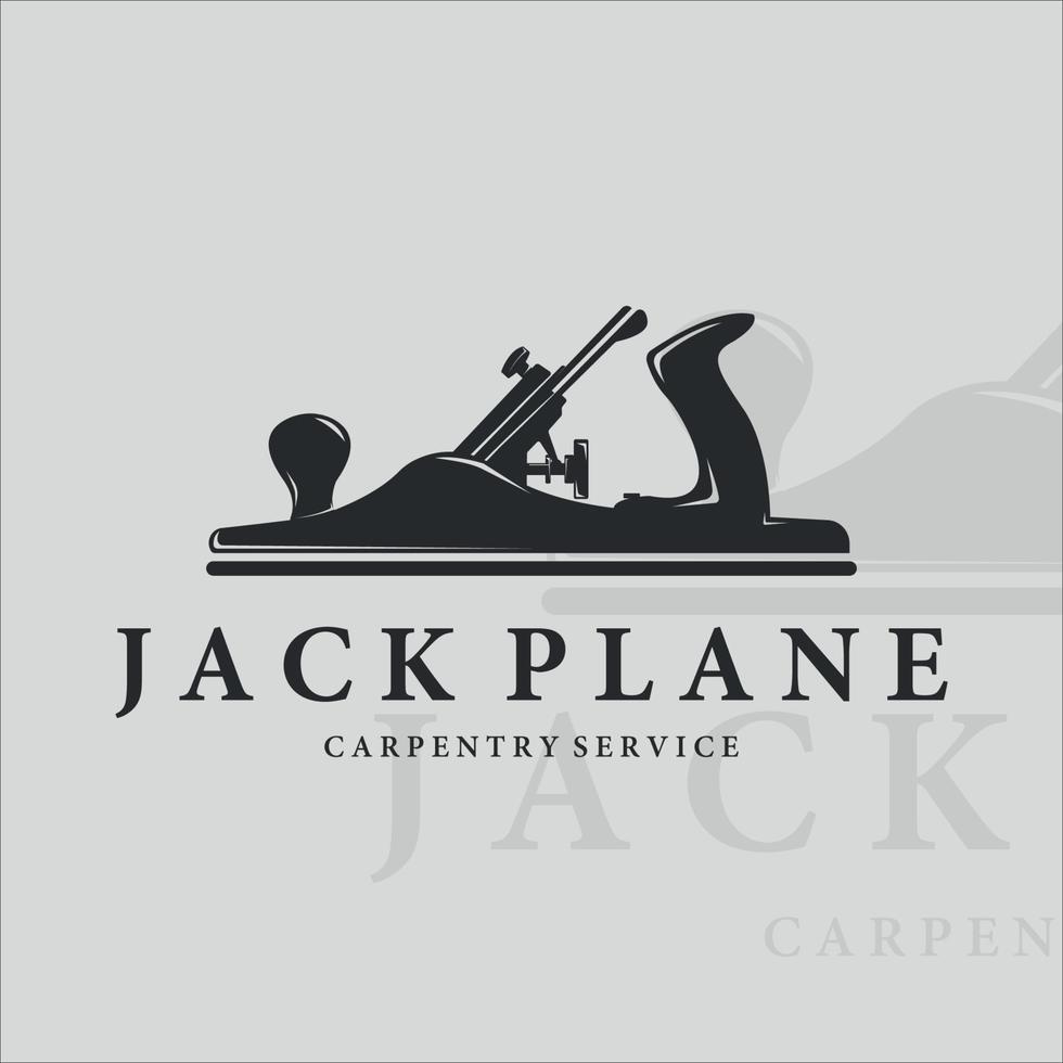 Jack Flugzeug Logo Vintage Vektor Illustration Symbol Vorlage Design. Tischlerwerkzeug oder Ausrüstungslogo für professionelles Tischlerkonzept-Symboldesign