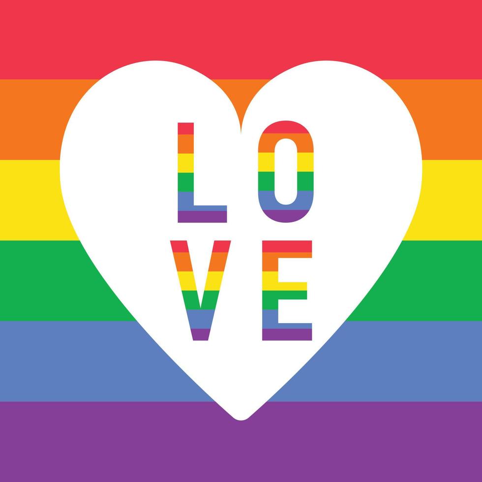 lgbt pride månad lång horisontell banner med färgglad lgbtq flagga regnbåge. ordet kärlek och hjärta. kärlek är kärlekskoncept vektor