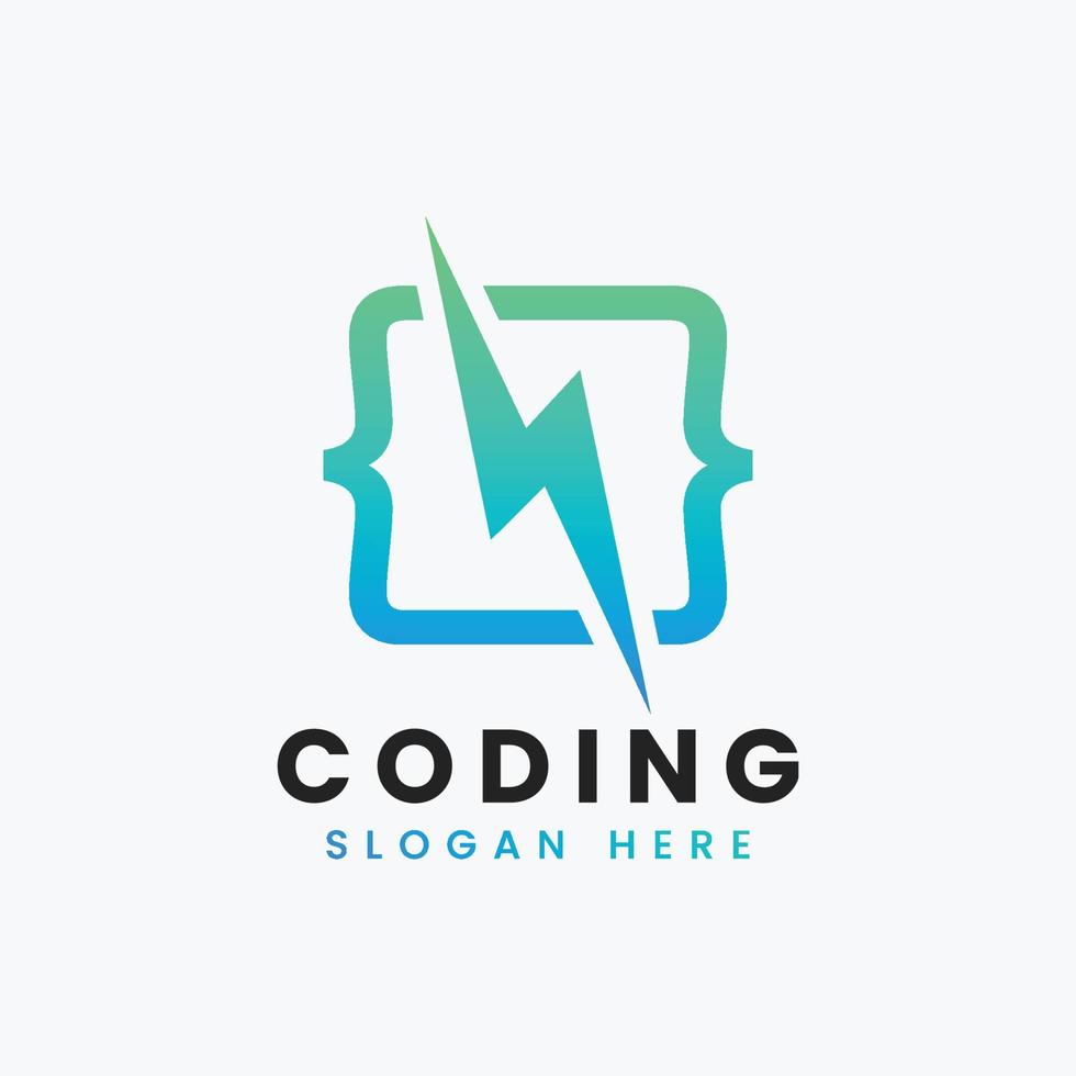 kreativ abstrakt modern programmering kodning logotyp design, färgglada gradient kodning logotyp mall vektor