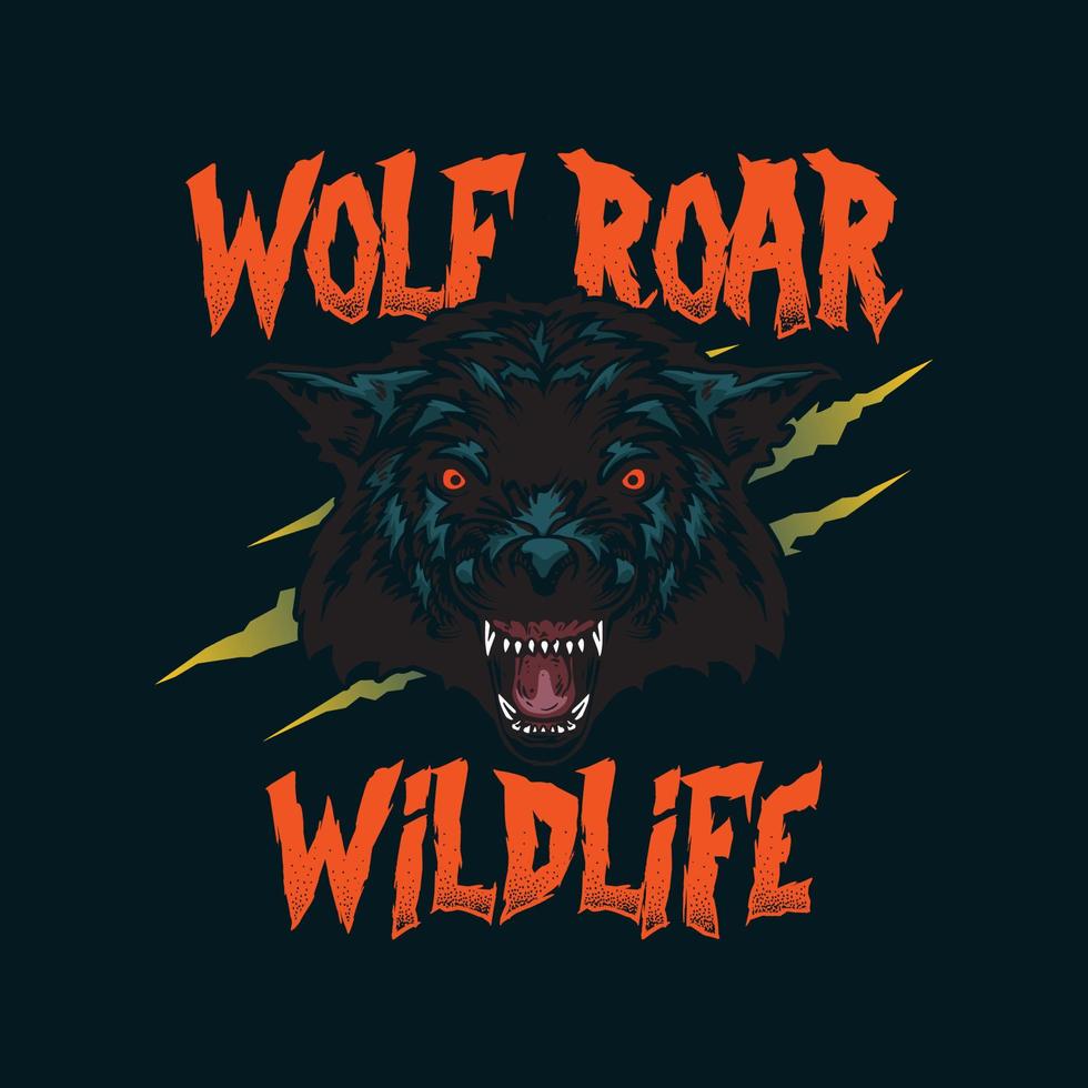 wolf roar med street wear layout design vektor