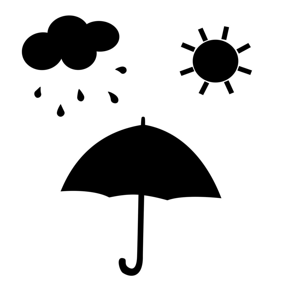 Wettersymbol für Sonne und Regen. vektor