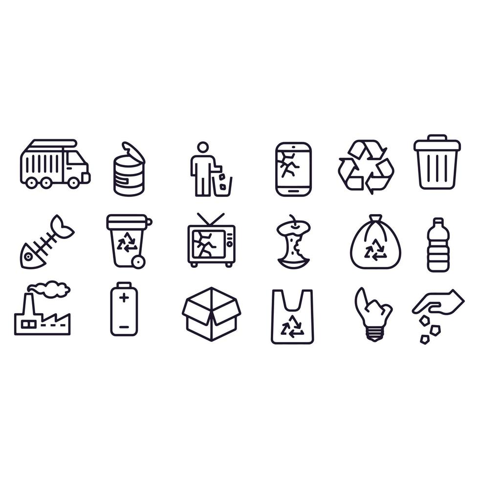 Garbage Line Icons Vektordesign vektor