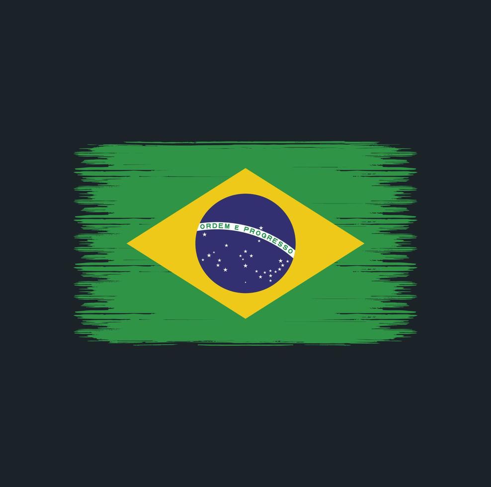 penseldrag för Brasiliens flagga. nationell flagga vektor