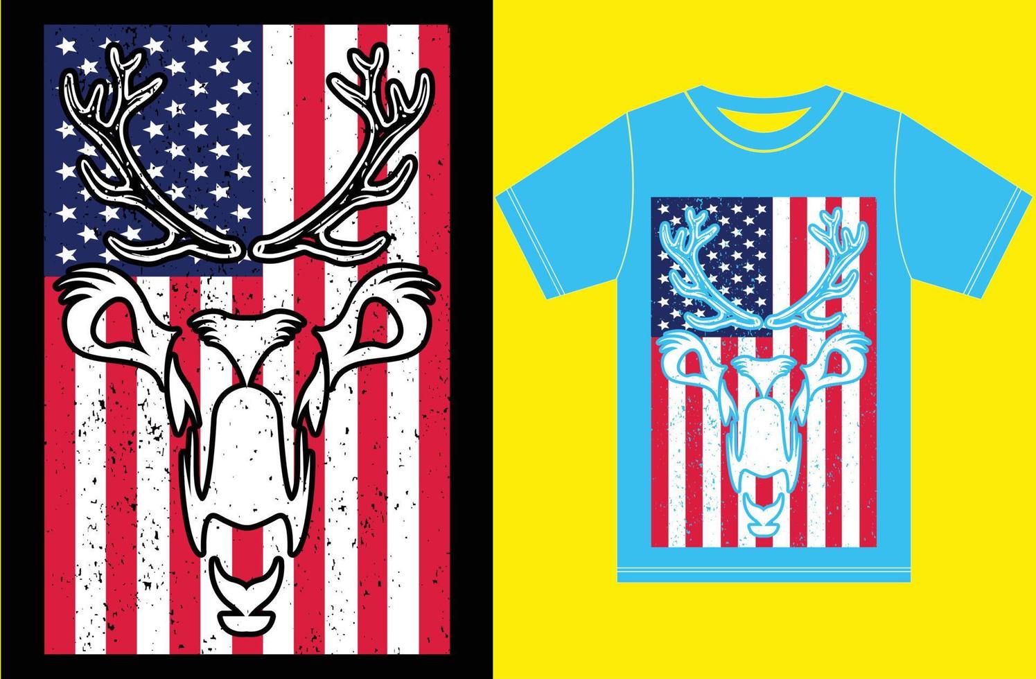 amerikanska flaggan med jakt t-shirt design. vektor
