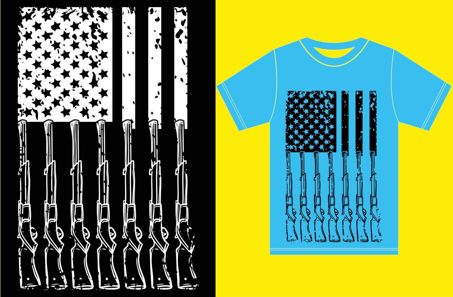 amerikanska flaggan med jakt t-shirt design. vektor