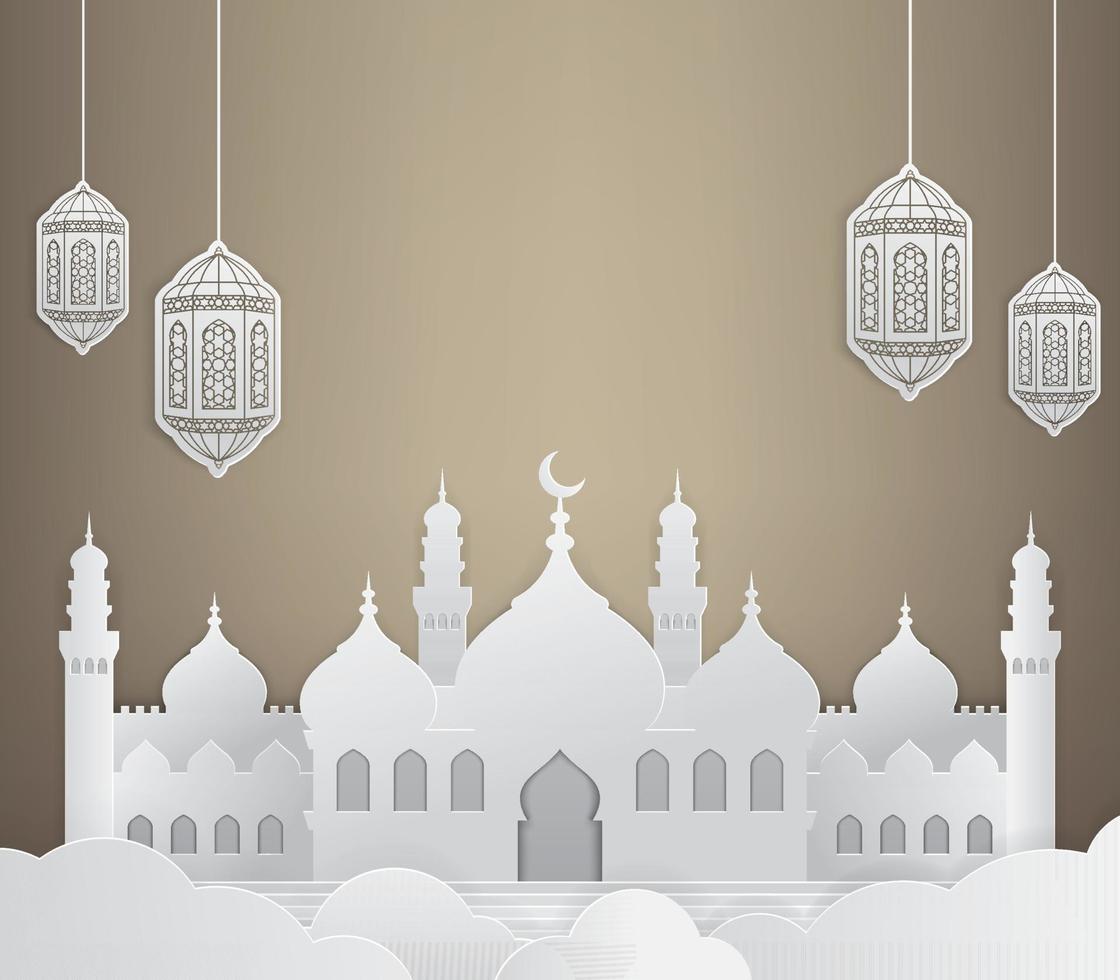 ramadan bakgrund med moskén vektor