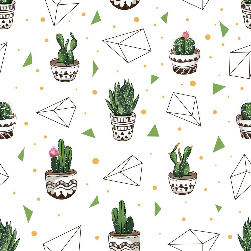 vektor sömlösa mönster med suckulenter och kaktusar