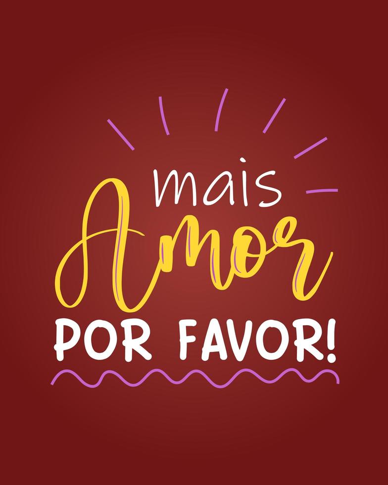 positiv färgglad brasiliansk portugisisk affisch. översättning - mer kärlek tack. vektor
