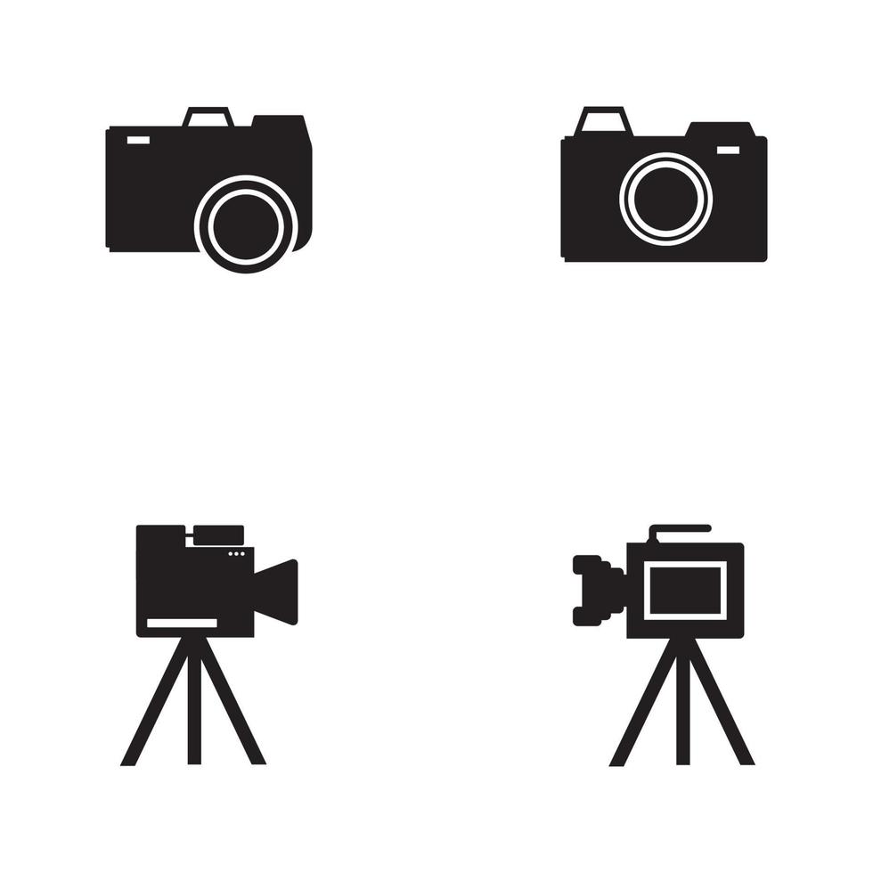 kamera ikonuppsättning. fotografi ikoner set. säkerhetskamera ikon. foto- och videoikon. multimedia ikoner platt linje vektor ikoner