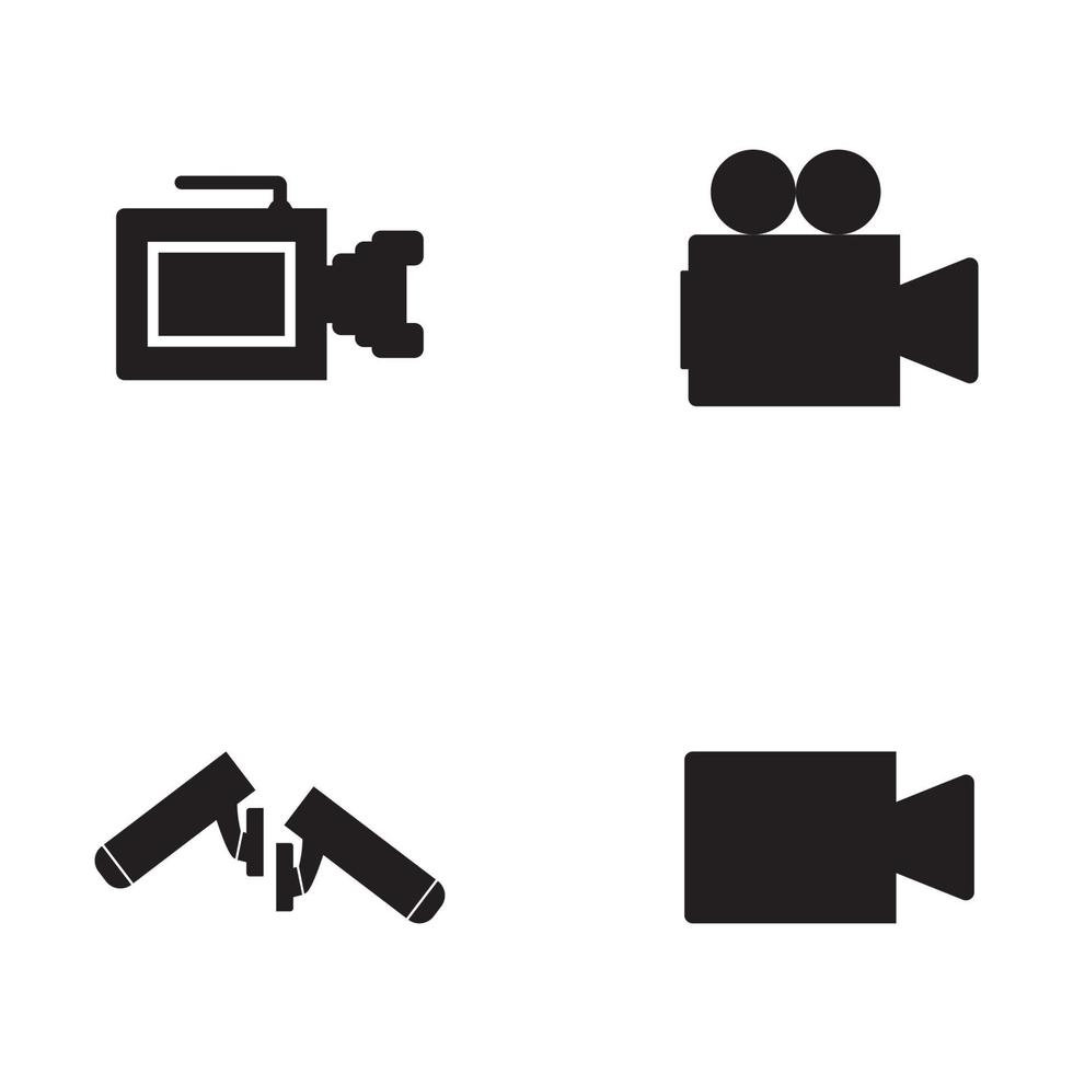 Kamera-Icon-Set. Fotografie-Icons gesetzt. Überwachungskamera-Symbol. Foto- und Videosymbol. Multimedia-Icon-Set flache Linie Vektor-Icons vektor