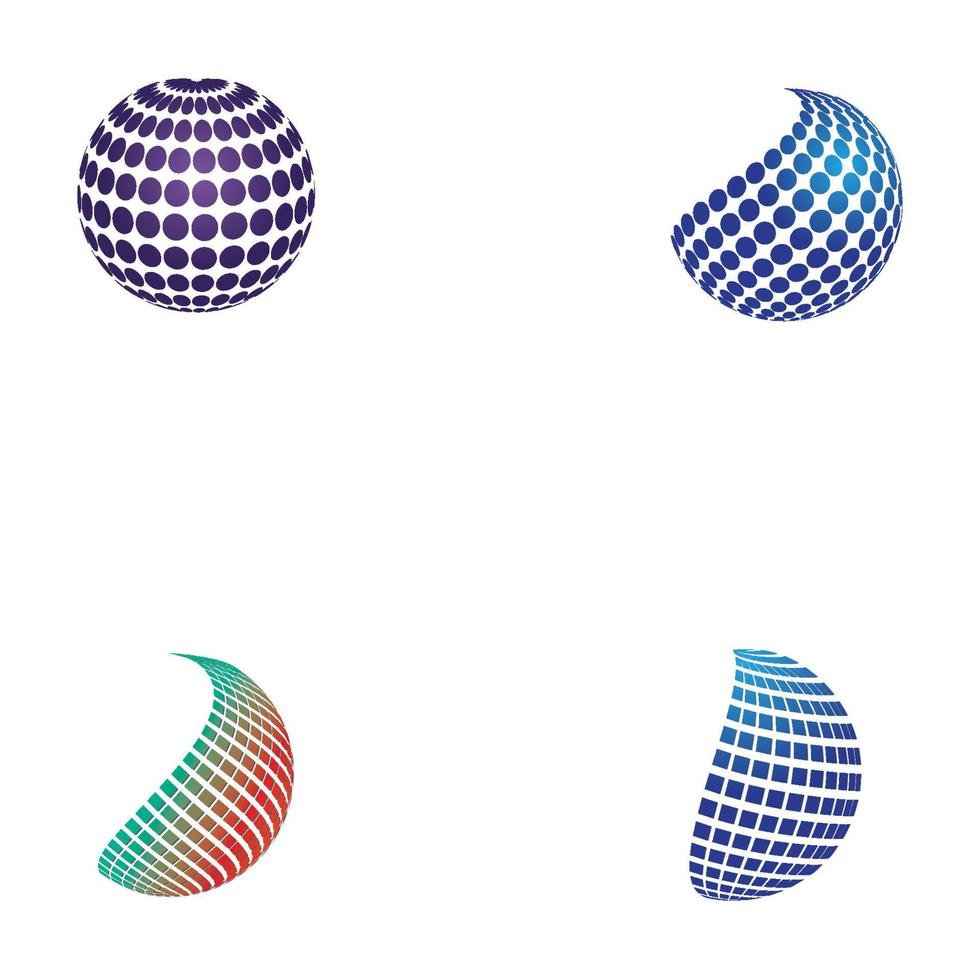 3D-Digital-Globus-Logo-Design. Symbol-Vektor-Illustration. Dieses Logo eignet sich für globale Unternehmenswelttechnologien sowie Medien- und Werbeagenturen vektor