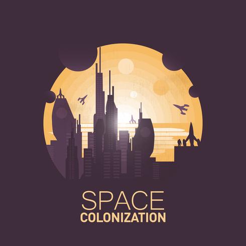 Big Space Colony Base in der Wüste vektor