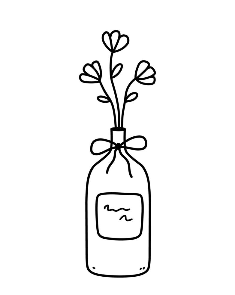 süße Blumen in Vase isoliert auf weißem Hintergrund. schöner Blumenstrauß. handgezeichnete Vektorgrafik im Doodle-Stil. perfekt für karten, dekorationen, logo. vektor