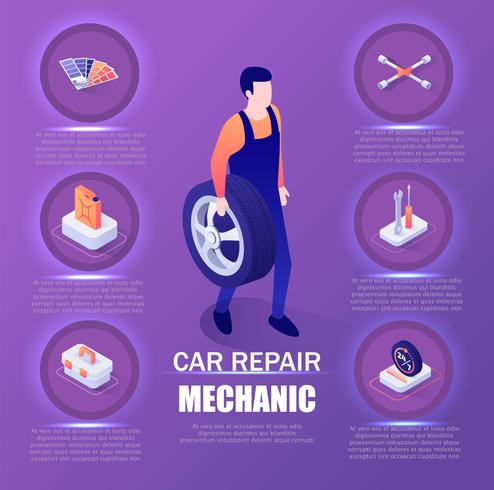 Autoreparatur Mechaniker Infographik vektor