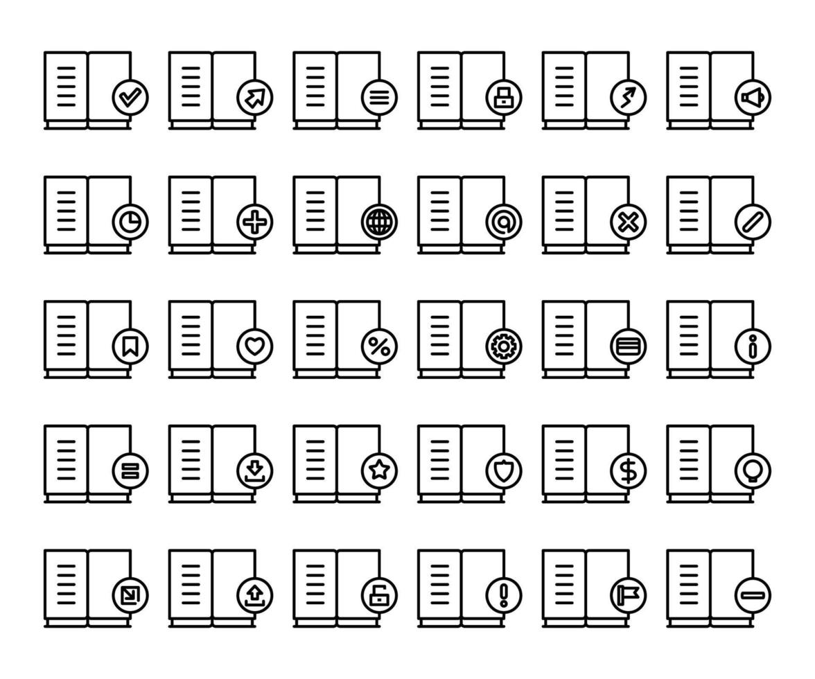 offene buchzeilensymbole gesetzt vektor