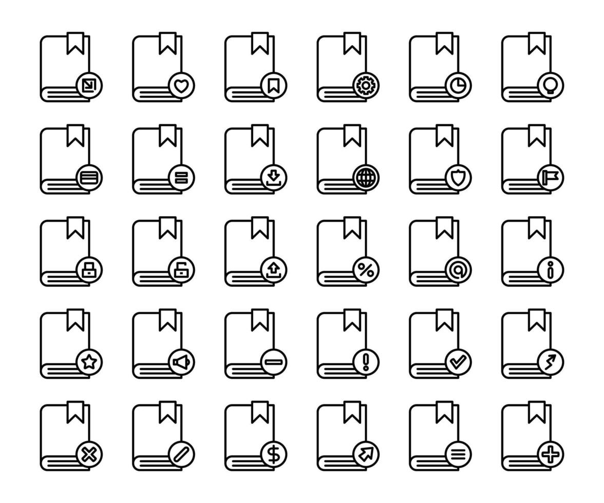 Buchzeilensymbole festgelegt vektor