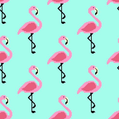 Pixel Art Flamingo-Vektor-Muster vektor