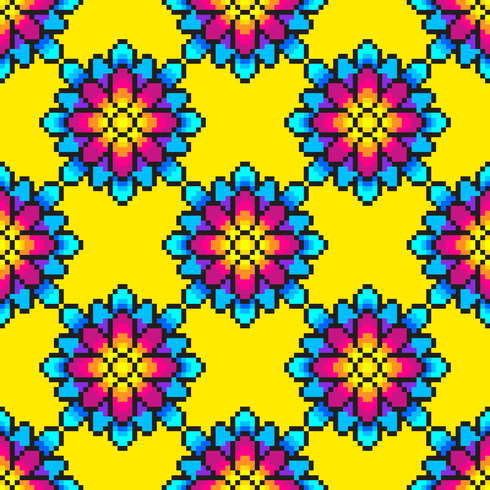 Buntes Pixel-Kunst-Blumenmuster vektor