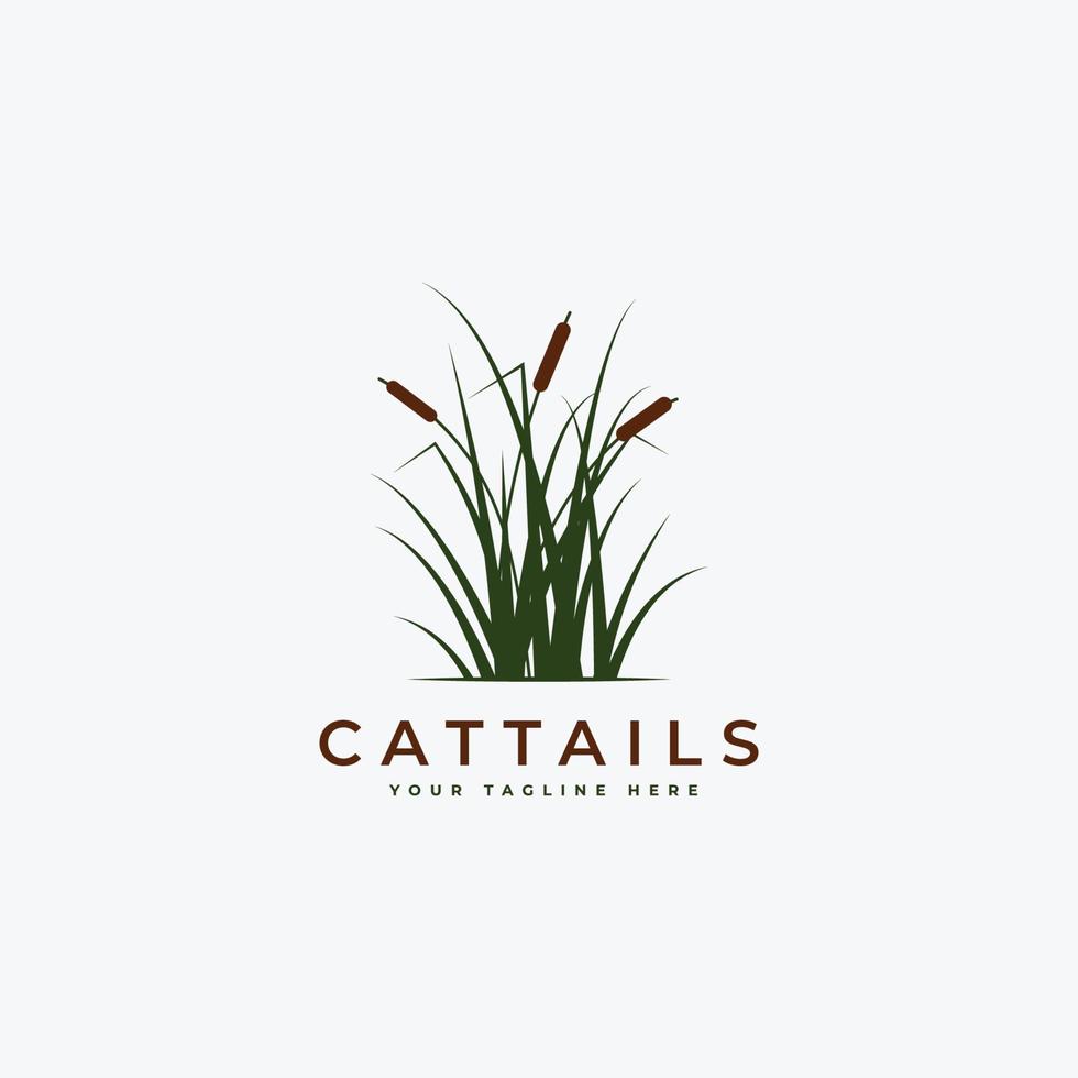 vass logotyp vektor illustration design, cattail gräs logotyp design inspiration