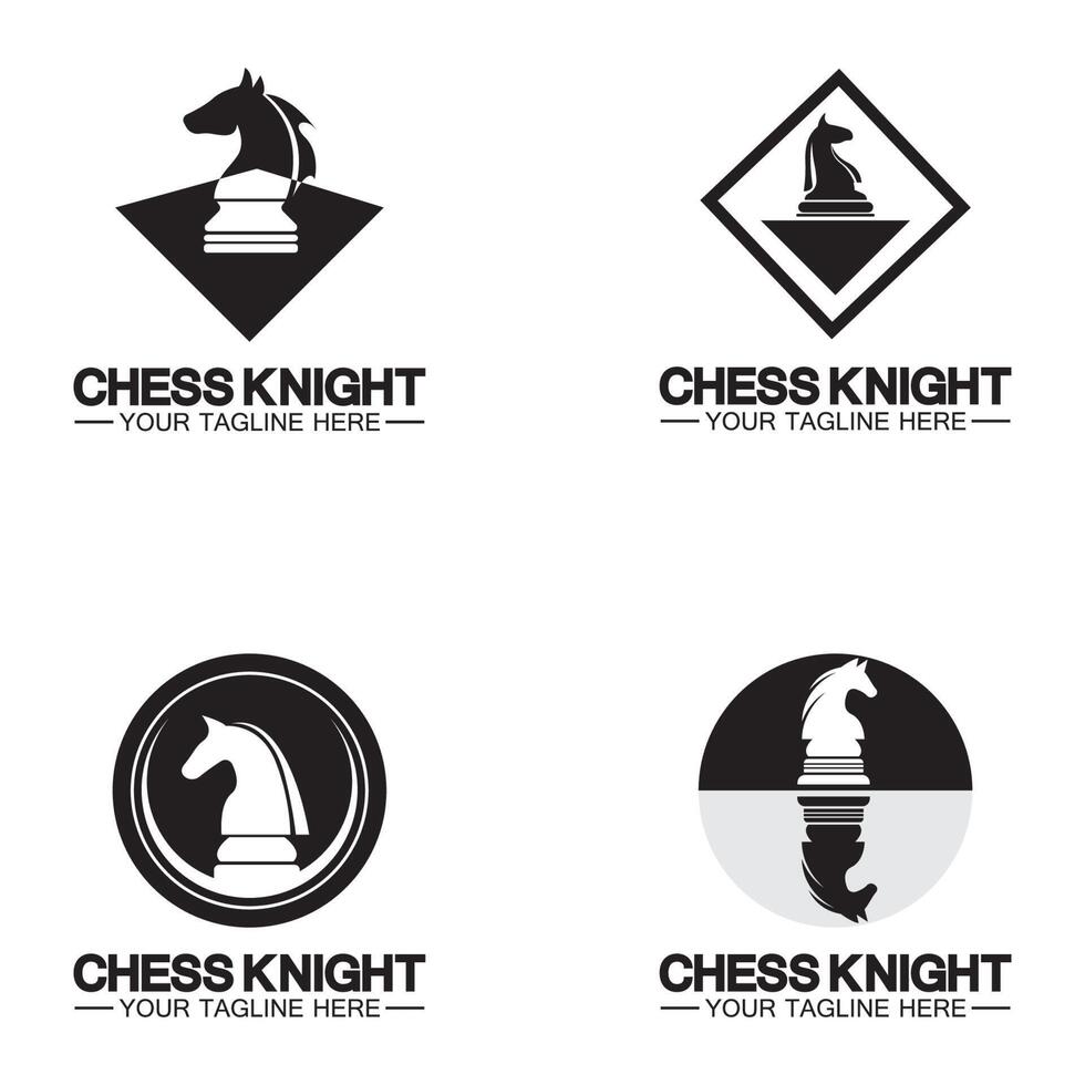 Schwarzes Schach Ritter Pferd Silhouette Logo Design Vektor Vorlage