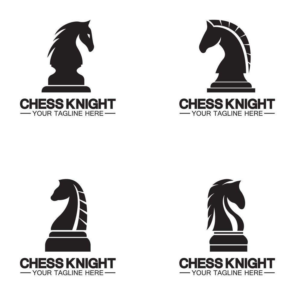 Schwarzes Schach Ritter Pferd Silhouette Logo Design Vektor Vorlage