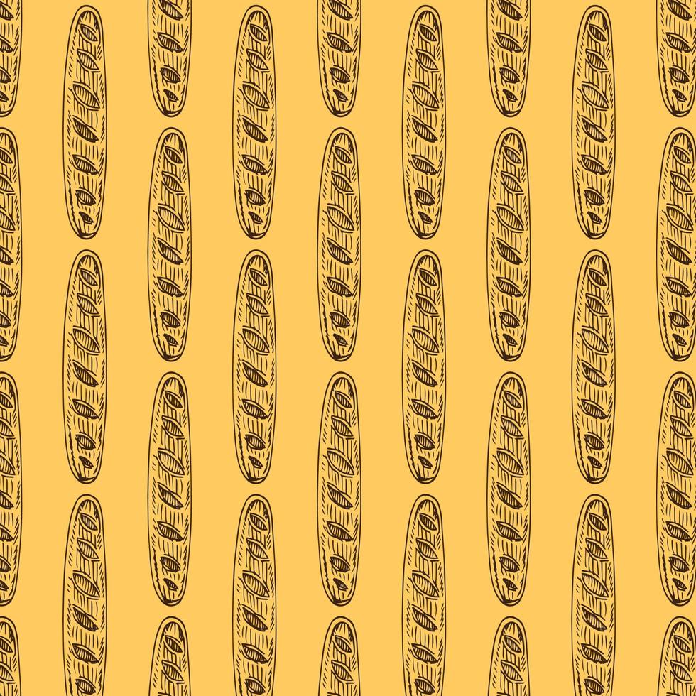 isolerade sömlösa mönster med orange doodle baguette prydnad. vit bakgrund. utsökt bakmatstryck. perfekt för tygdesign, textiltryck, omslag, omslag. vektor illustration.