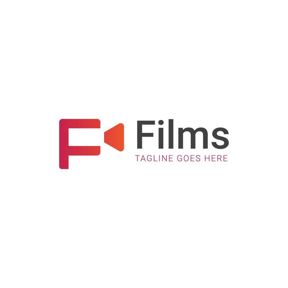 f letter plus film filmkamera symbol logotyp vektor