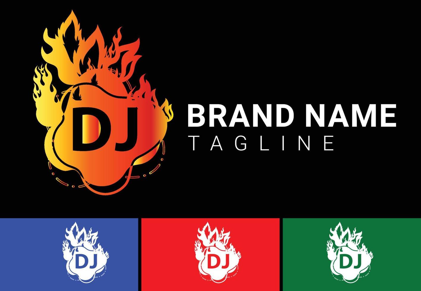 fire dj brief logo und symbol designvorlage vektor