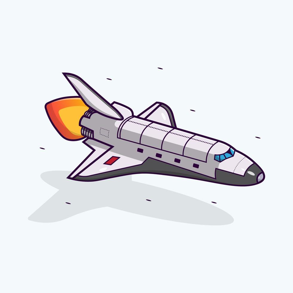 Space Shuttle Cartoon Illustration flacher Vektor isoliertes Objekt