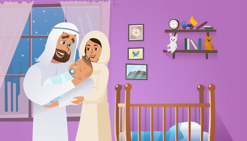Glückliche arabische Familie mit Baby vektor